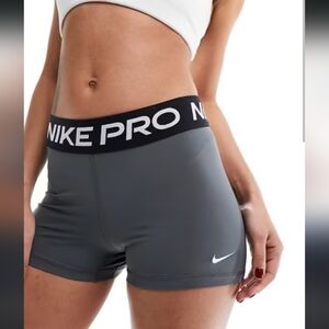 Womens Nike Pro Tight Fit Stretchy Bike Shorts 3" Mid Rise Gray NWT Small S Sm